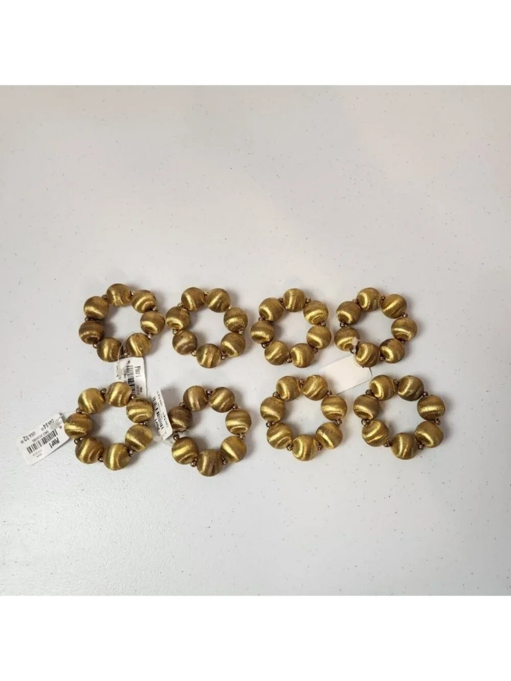 Pier 1 Burnished Gold Metal Napkin Rings Set of 8 Christmas New Years Table New